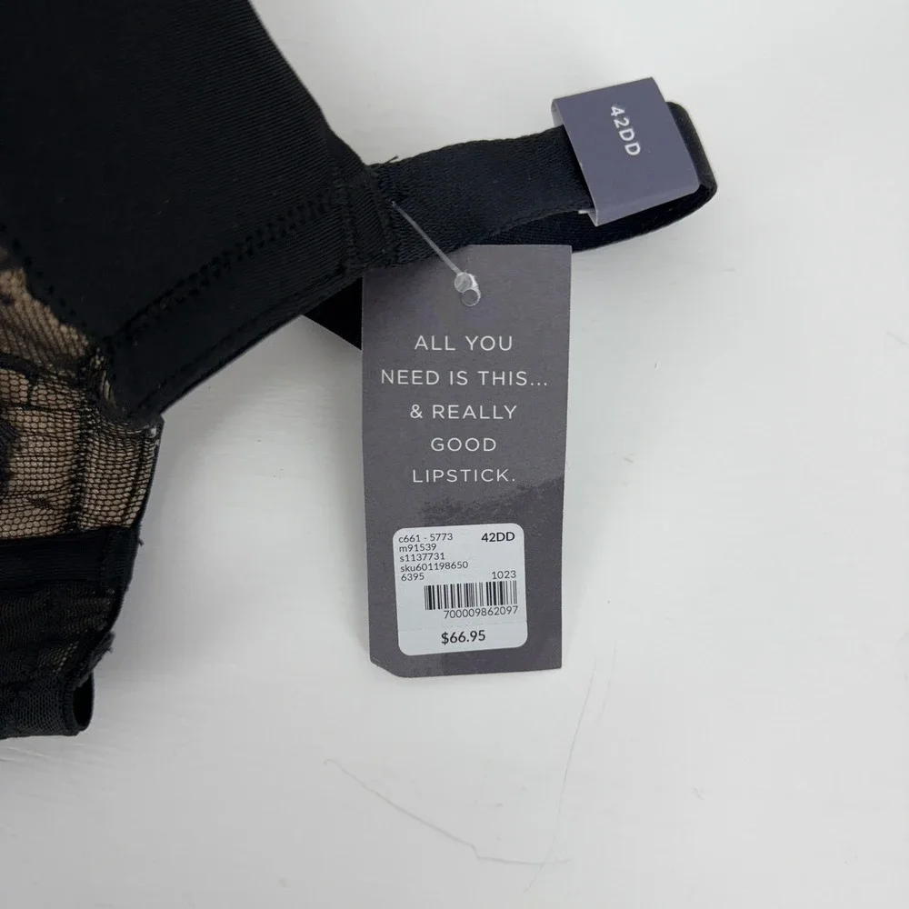 Cacique Black Lace Corset 42DD Underwire Sheer Dark Coquette Whimsigoth  NEW‎ - Picture 7 of 10